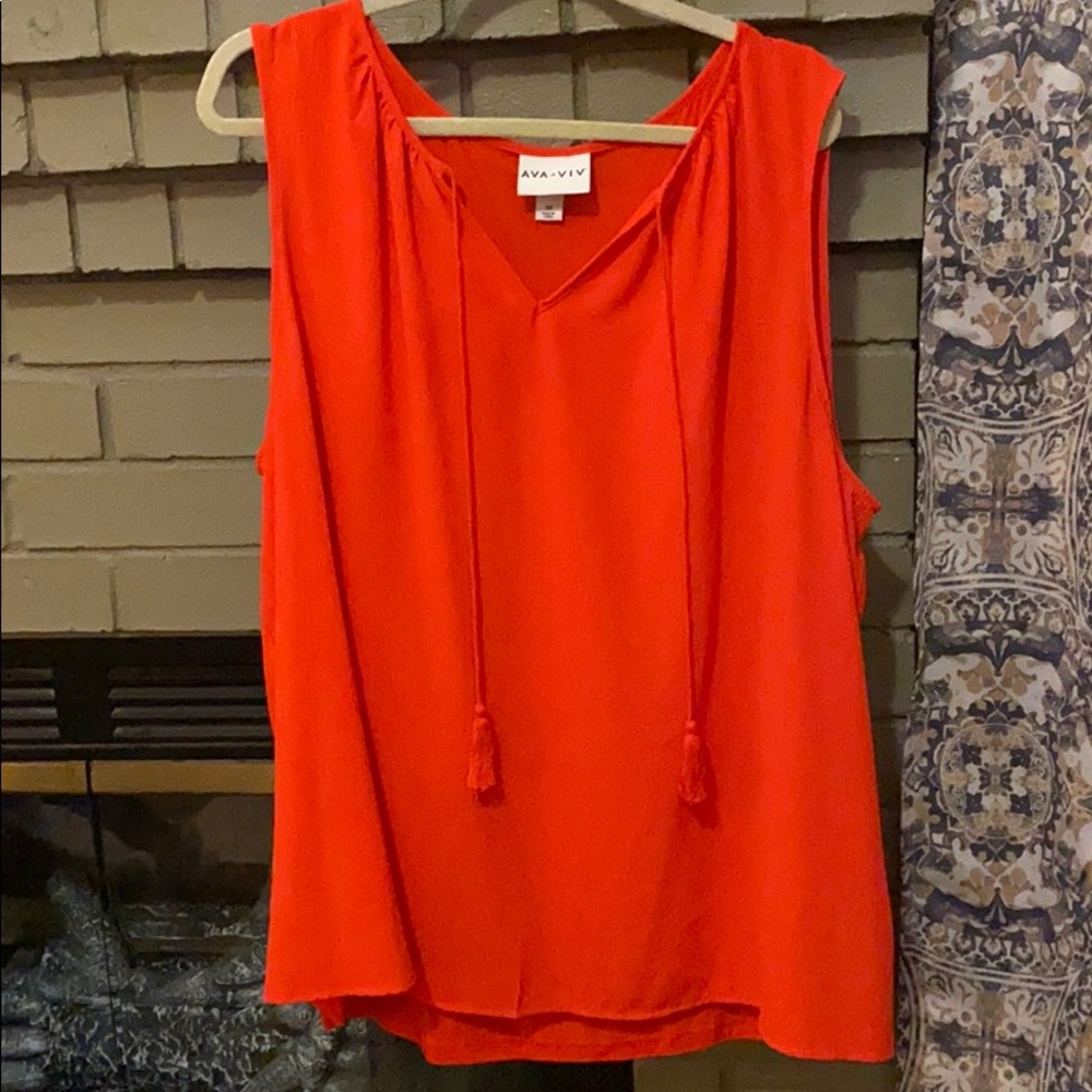 Ava & Viv 3X Orange Sleeveless Top with tie detail